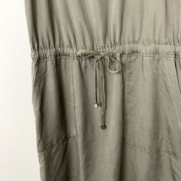 Lou & Grey Womens XS Olive Green Lyocell Drawstring Waist Sleeveless Tank Dress - Picture 3 of 8